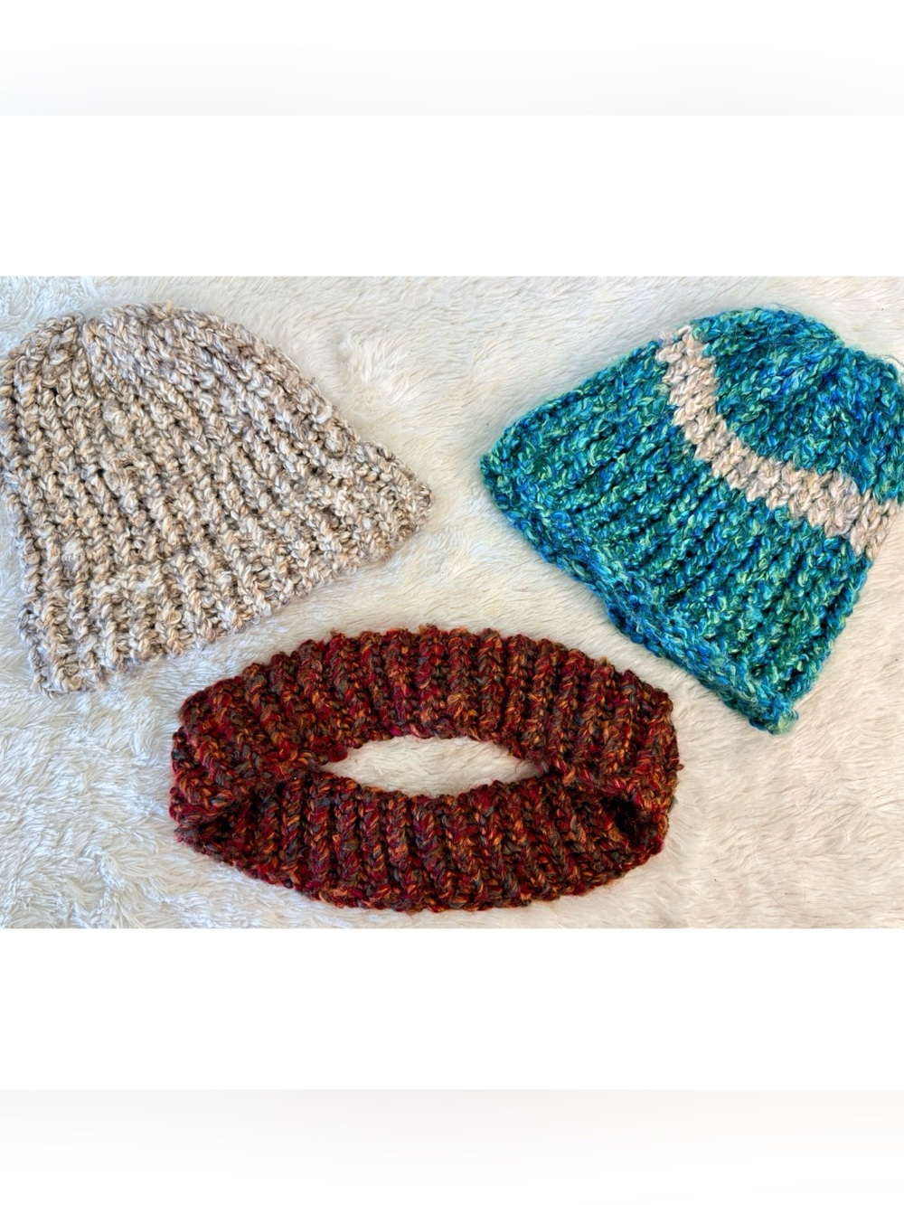 Vintage Hand Knit Crochet Hat Bundle Medium